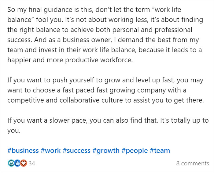 CEO Makes A LinkedIn Post Saying "Never Hire Anyone That's Looking For Work Life Balance," And It Backfires