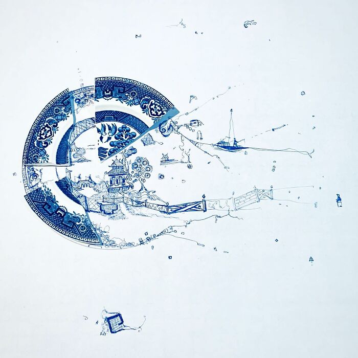 This Artist Is Rebuilding Broken Plates With His Incredible Drawings