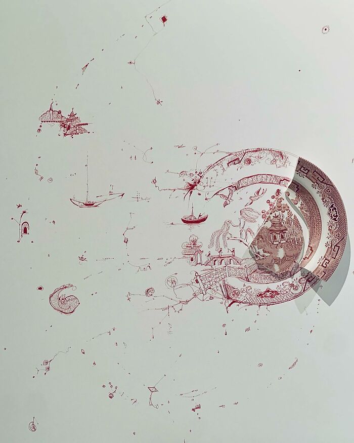This Artist Is Rebuilding Broken Plates With His Incredible Drawings