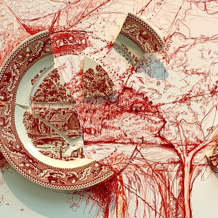 This Artist Is Rebuilding Broken Plates With His Incredible Drawings