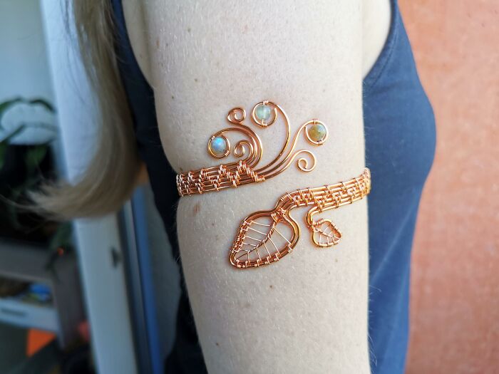 Another Leaf Armlet, With Labradorite Beads