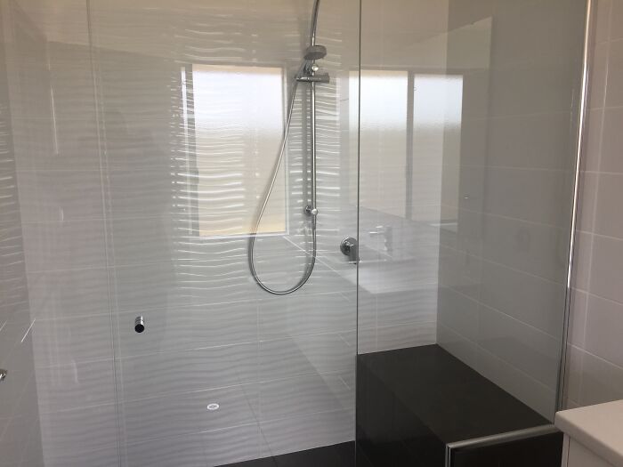 When We Built This House I Had These Brick Seats Built Into Both The Showers… Best Decision Ever!