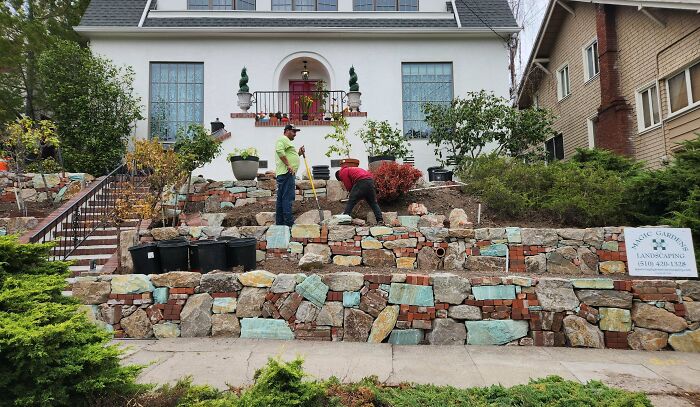 Customer Wanted An "Artistic" Wall. This Is What We Came Up With. All The Neighbors Are Loving It. What Do You Guys Think?