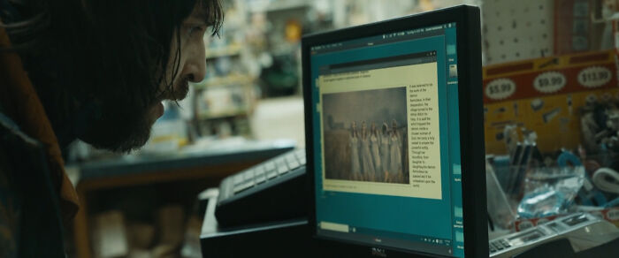 In Paranormal Activity: Next Of Kin (2021), Dale Uses A Computer That Looks Like A Windows PC. But It's Actually A Mac Playing A Screen Recording Of A Windows PC. You Can See "Macintosh Hd" At The Right Edge Of The Screen And The Windows Screen Is Playing Inside "Preview"