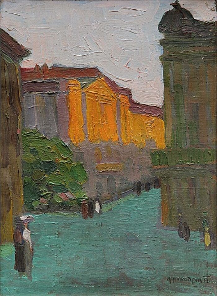 City in the evening light by Artur Nikodem, 1925