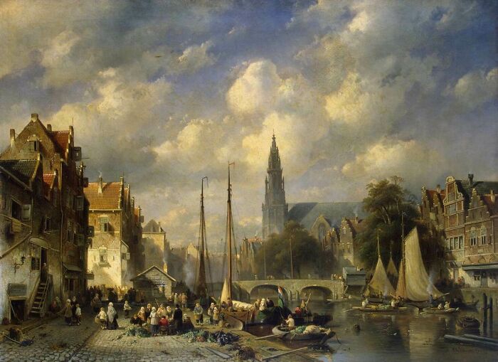 Urban Landscape by Charles Leickert, oil on canvas, 87 x 119 cm, 1856