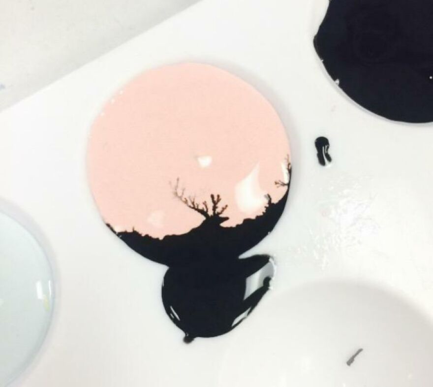 Deer Formed From An Accidental Drop Of Black Paint