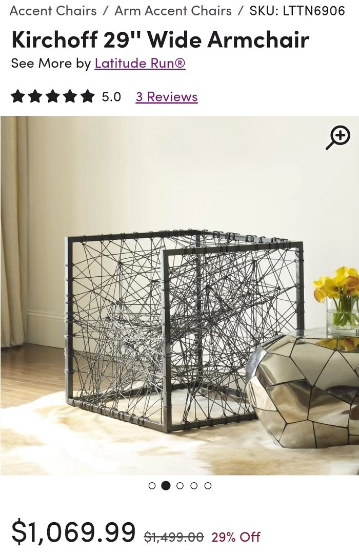 $1000 For An Uncomforable Chair With Sharp Edges