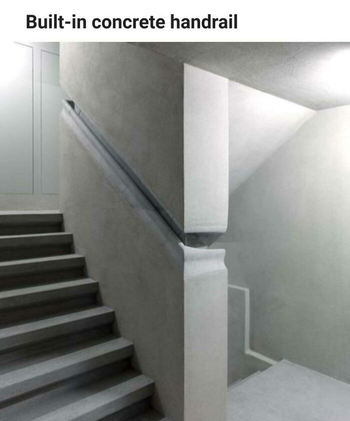 This Would Be A Terrible Handrail. People Falling Wouldn't Be Able To Grab Into It, And It Would Be Horrible To Clean