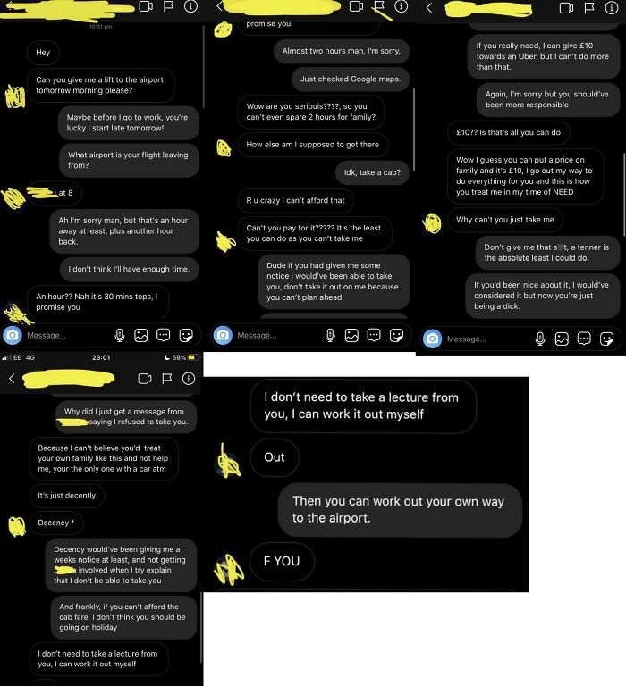 Got A Message From My Spoilt Brother Asking For A Lift To An Airport Two Hours Away The Night Before His Flight