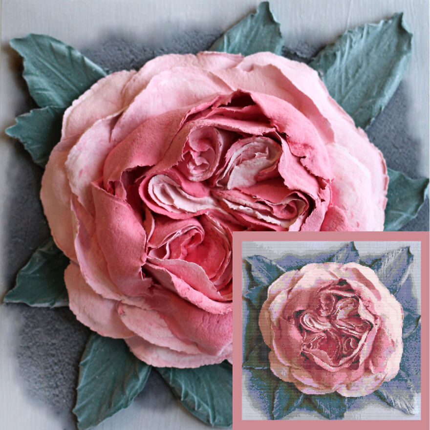 I Create Paintings From Decorative Plaster, And Cross-Stitch Patterns From Them. I Share The Result.