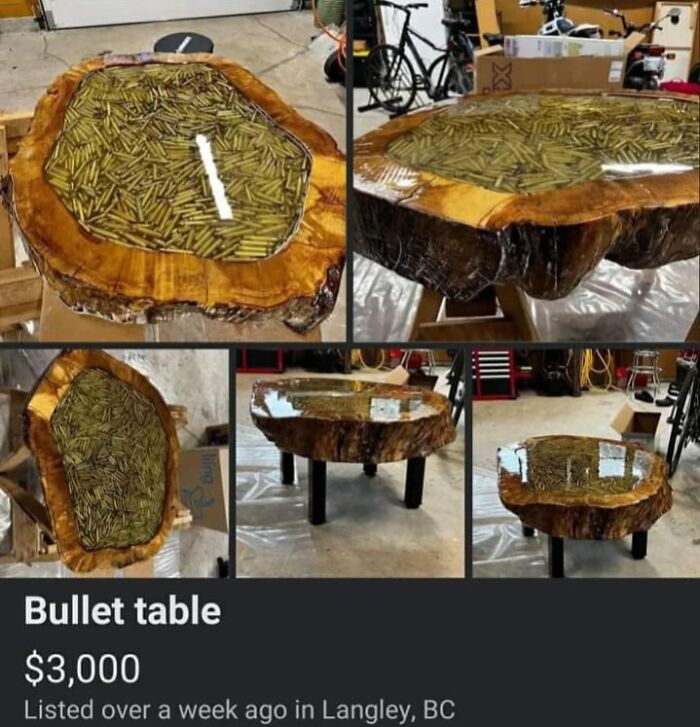 People Getting Crazy With The Epoxy Resin. " Bullets " I'm Updating Since The Pic Isn't The Clearest And There Have Been A Lot Of Comments. It's Just Shells, Empty Brass. There Are Not Any Actual Bullets In This