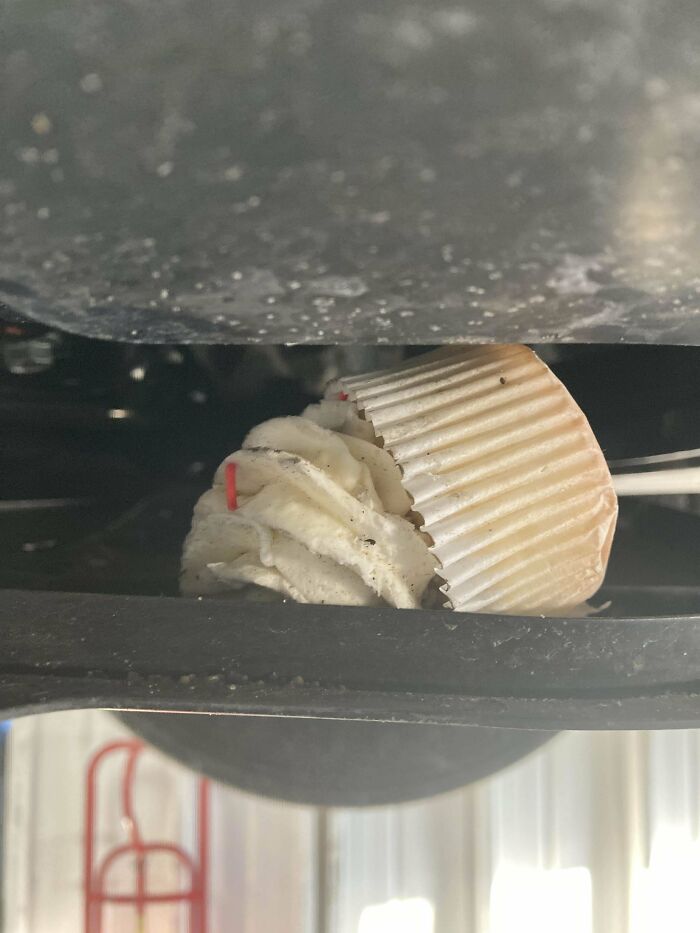 Found 2 Cupcakes Under The Splash Shield Of A ‘21 Toyota Rav4…. So Many Questions