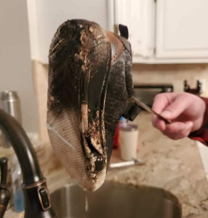 Got My Toddler New Shoes Over The Weekend. He Just Threw One Of Them Into The Fireplace