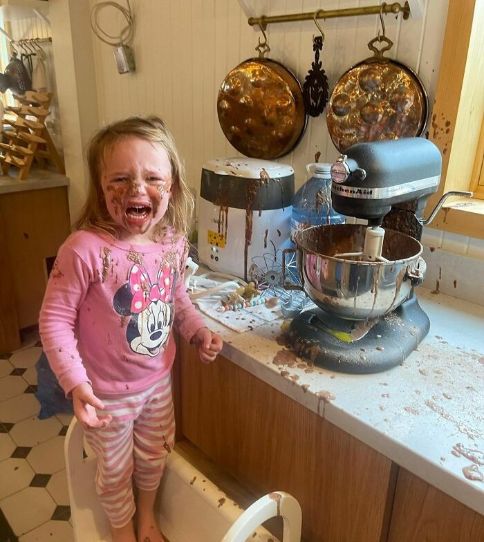 Rizzo Wanted To Help With Making Her Birthday Cake. She's Really Doing Good So Far