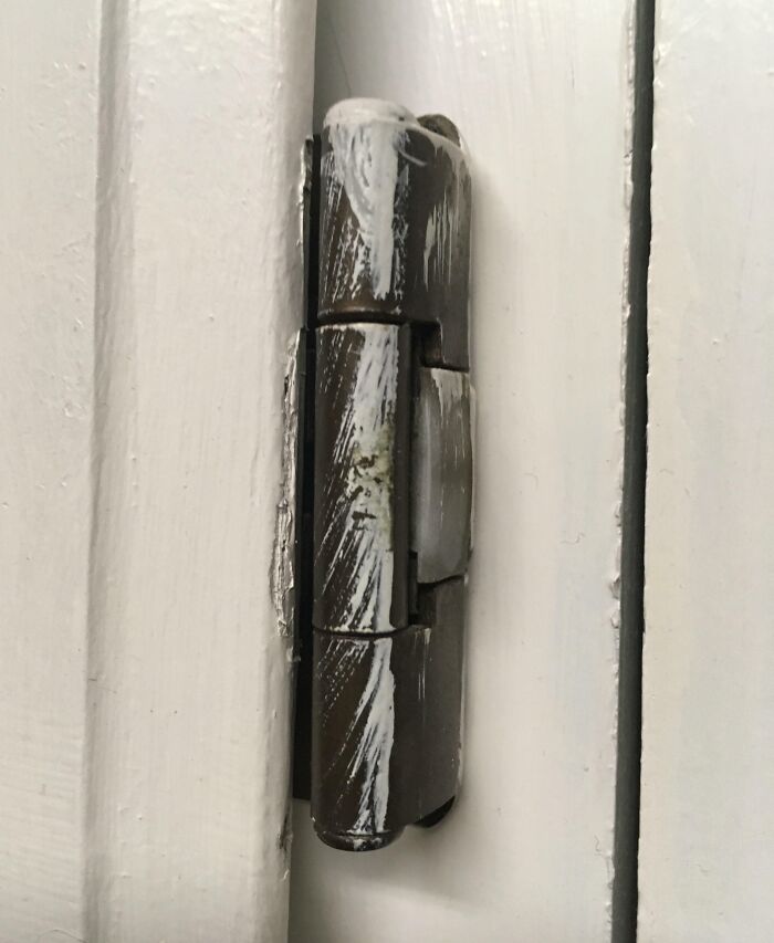 One Of The Old, Painted-Smudged, Scuffed Hinges On A Laundry Room Cupboard In My Parents’ Basement Looks Like An Old Greek God