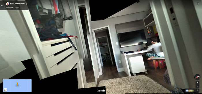 Distorted View Of Some Kid's Bedroom, Found In The Atlantic Ocean. Coordinates Are -51.2630635,8.3682772