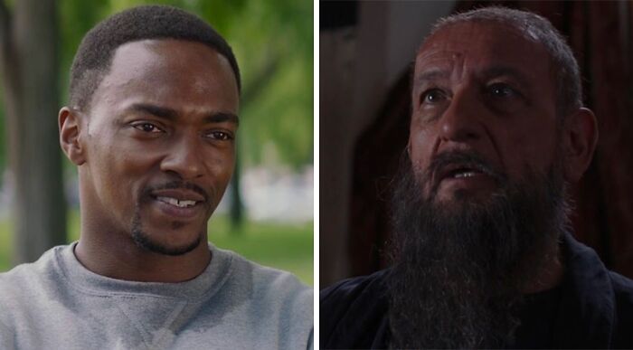 Anthony Mackie as The Falcon and Ben Kingsley as The Mandarin