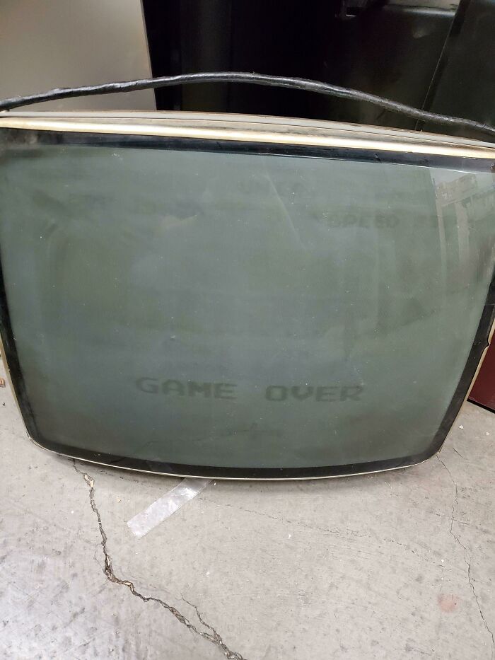 A Broken Tube TV In My Work Has "Game Over" Burnt Into The Screen