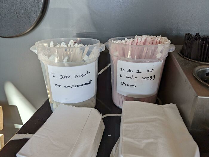 This Pizza Shop Offers Two Types Of Straws, But Questions Your Reasoning