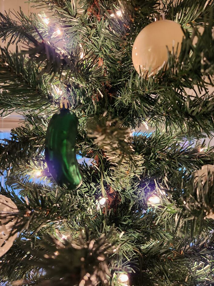 Our Assorted White Ornaments Came With A Single Green Pickle