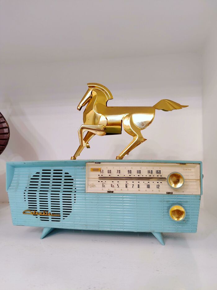Vintage Radio I Bought Today. Looks Perfect With My Thrifted Horse Figure