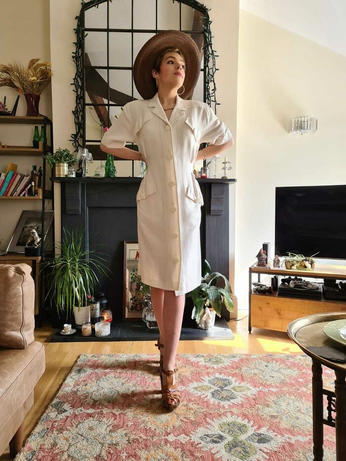 Since You Guys Liked My Good Friday Look, Here's My Easter Sunday Vintage Look, Complete With Straw Hat Graciously Gifted By My Boyfriends Grandma!