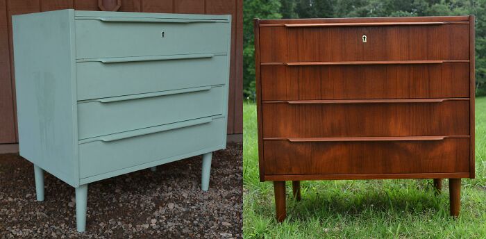 Fully Restored Teak Chest! I Don't Know Who Glopped 2 Thick Layers Of Paint On This Beauty, But It Wasn't "Mint" To Be!