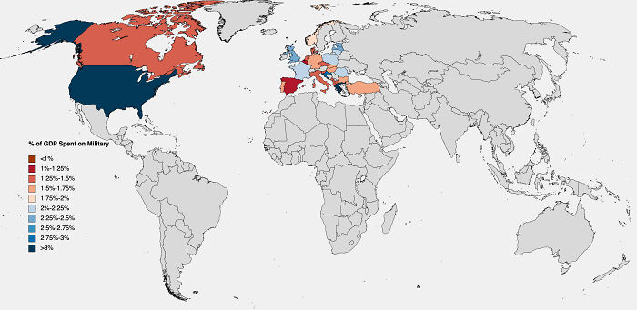 Percent Of Gdp Spent By Nato Members On The Military (2% Obligation)