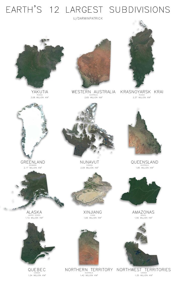 Earth's 12 Largest Subdivisions