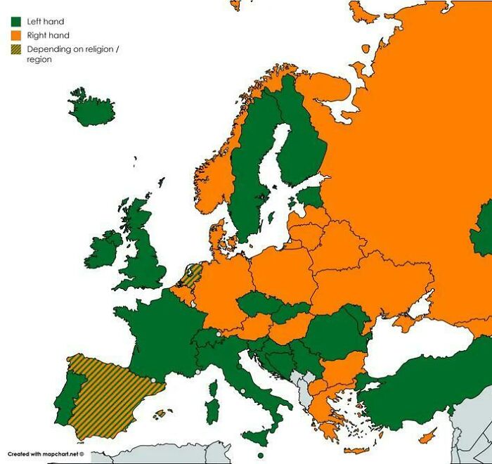 Map Of Europe Split By What Hand They Traditionally Wear Their Weddings Rings On