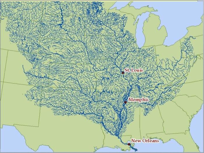 The Mighty Mississippi And Her Many Tributaries. An Absolute Unit Of A River System