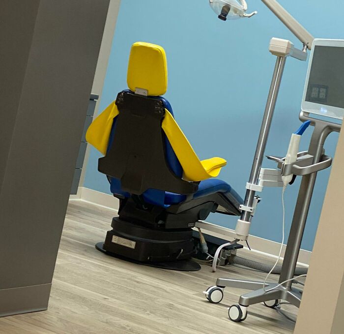 This Orthodontist Chair That Looks Like A LEGO Man Sitting