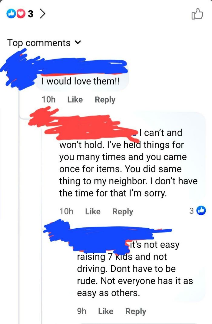 Screenshot of online comments showing frustrated potential buyers discussing difficult experiences selling online.