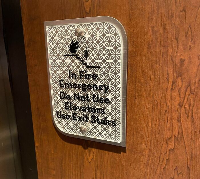 The Elevator Safety Placard In This Hotel