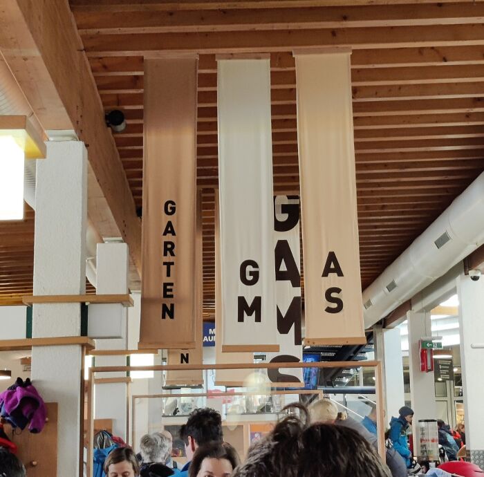 Banner At A Ski Hut (Supposed To Say Gamsgarten)