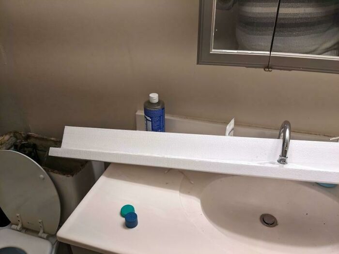 The Supply Line To My Toilet Is (Presumably) Frozen. I've Gotten Very Tired Of Refilling Like 4 Jugs. Using Some Styrofoam And Packing Tape, I've Made Refilling The Basin Much Less Of A Manual Process