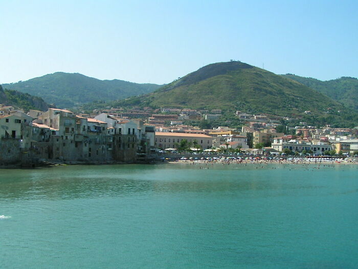 Houses near beach and ocean in Sicily
