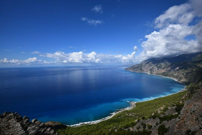 Ocean with mountains in Crete