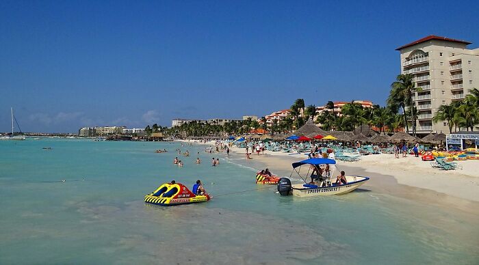 People at the beach in Aruba