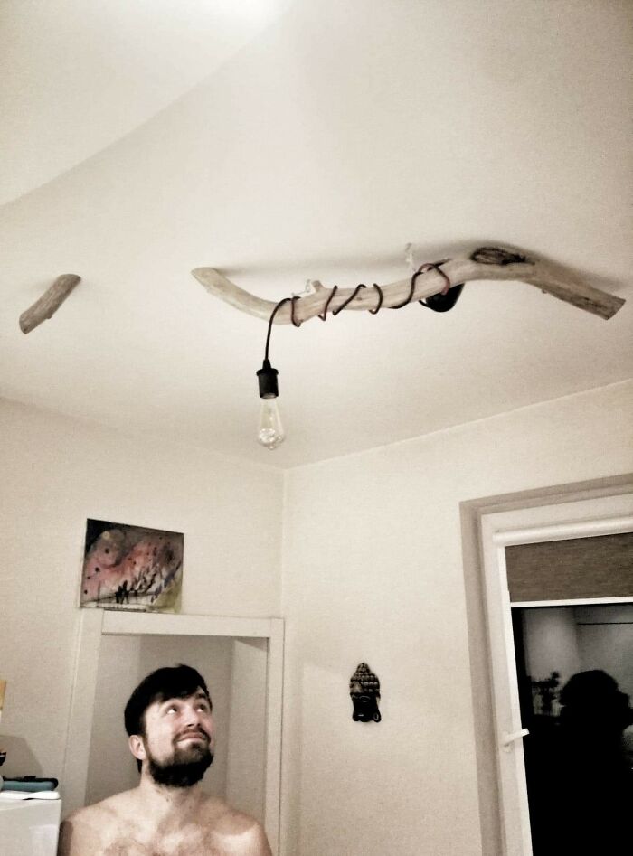 #update On My Shitty Wooden Chandelier. Thats How It Looks Finished