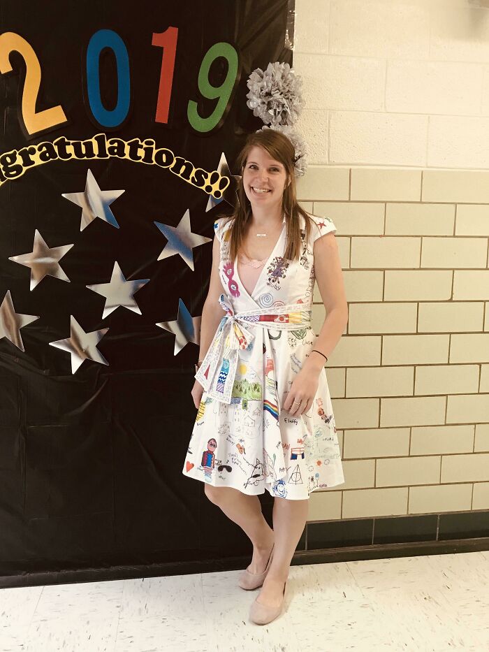 Wearing My Students' Art Work For The Last Day. I Feel Like Ms. Frizzle