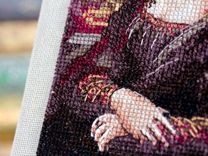 Cross Stitched Mona Lisa (6 Pics)