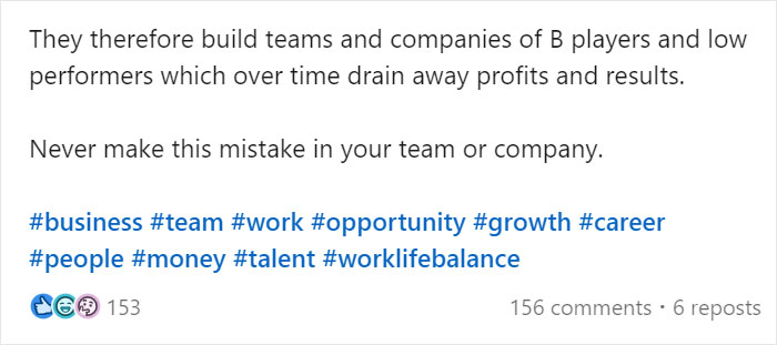 CEO Makes A LinkedIn Post Saying "Never Hire Anyone That's Looking For Work Life Balance," And It Backfires