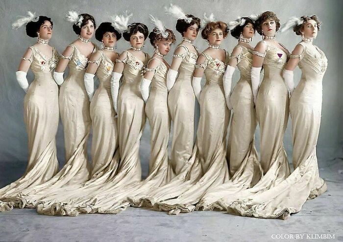 Group Of Debutante Ladies, Washington, Dc, Circa 1910 - Colorized By Olga Shirniba