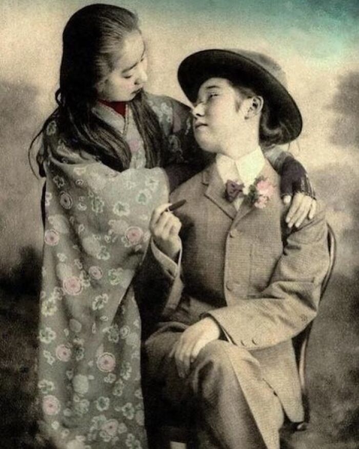 Geisha Girls As A Femme And Her Mr. Dandy | Found In An Old Shoebox In Japan In The 2000s, With Other Photos From The Late-Meiji And Early-Taisho Era 1910s