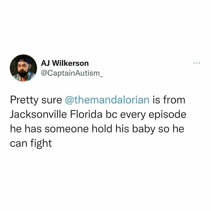Meme post roasting Florida, comparing "The Mandalorian" to a Florida man from Jacksonville.