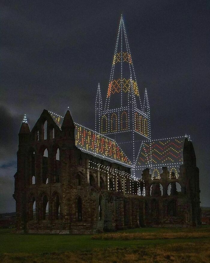 Drone Light Restoration Of Ancient Building