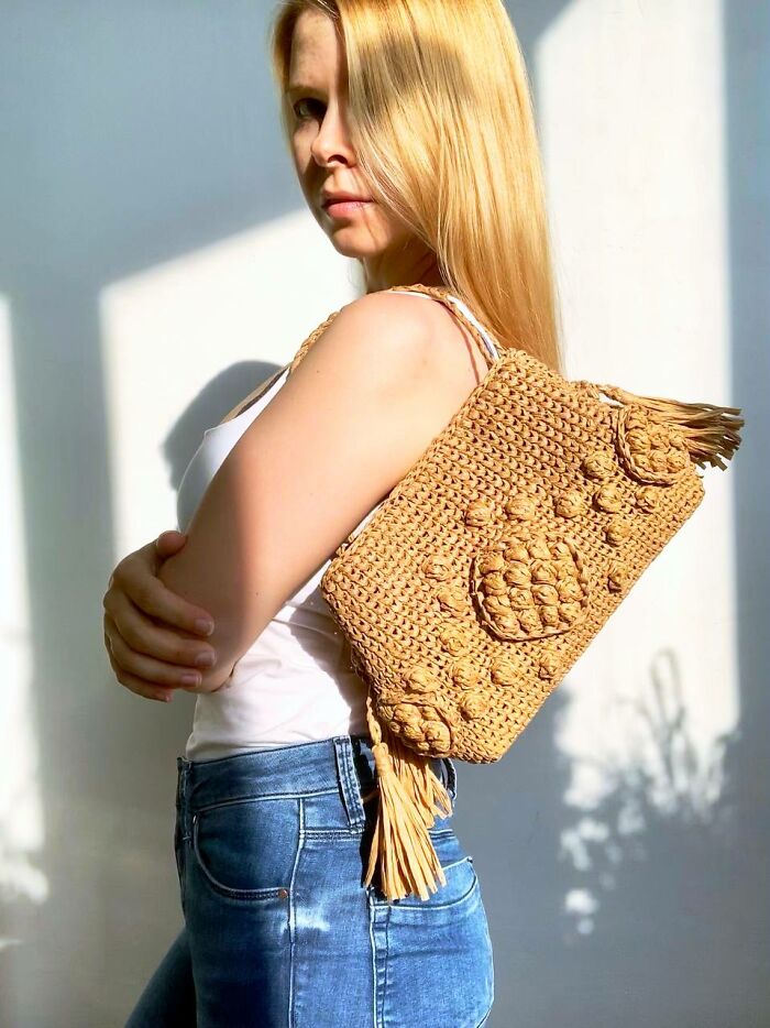 Raffia Baguette Bag