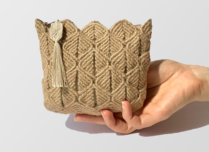 Jute Macrame Cosmetic Bag
